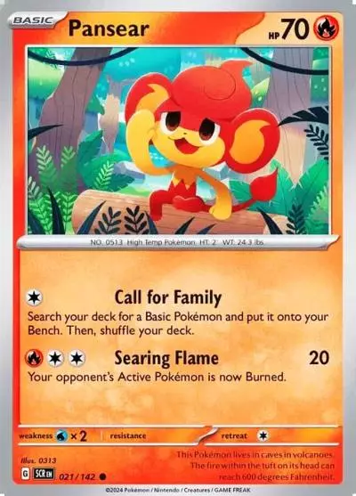 Pansear 21/142 Stellar Crown Pokemon card
