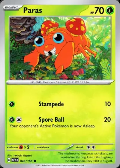 Paras 46/165 151 Pokemon card