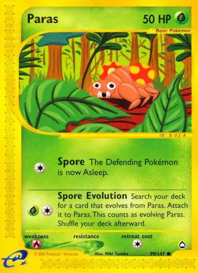 Paras 99/147 Aquapolis Pokemon card