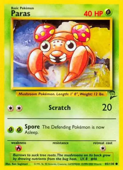 Paras 85/130 Base Set 2 Pokemon card