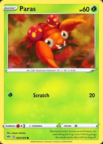 Paras 3/189 Darkness Ablaze Pokemon card