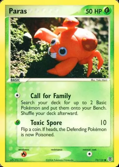 Paras 72/112 FireRed & LeafGreen Pokemon card
