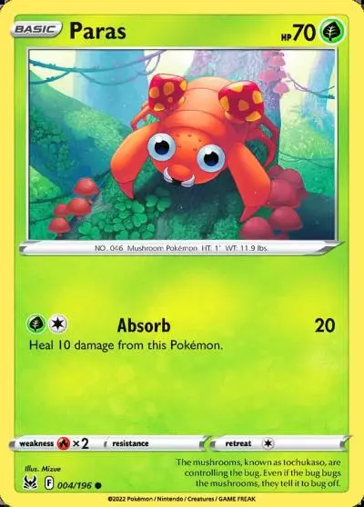 Paras 4/196 Lost Origin Pokemon card