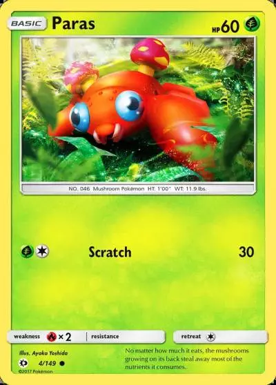 Paras 4/149 Sun & Moon Pokemon card