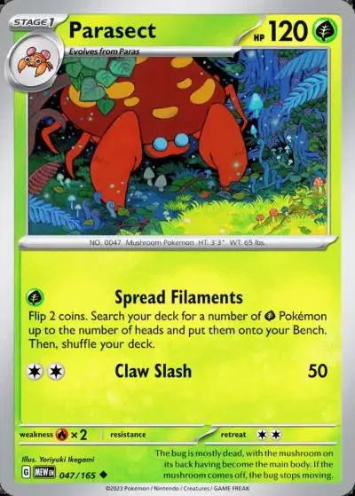 Parasect 47/165 151 Pokemon card