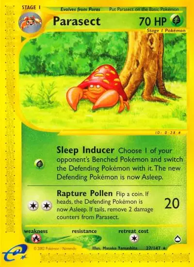 Parasect 27/147 Aquapolis Pokemon card