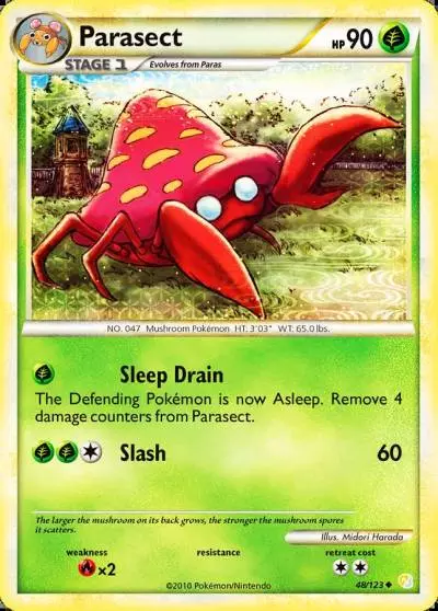 Parasect 48/123 HeartGold & SoulSilver Pokemon card