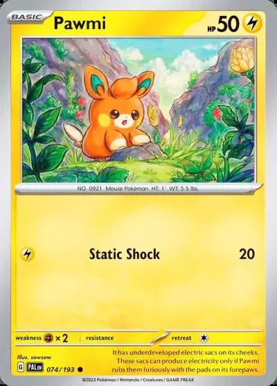Pawmi 74/193 Paldea Evolved Pokemon card