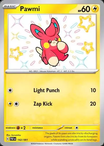 Pawmi 142/91 Paldean Fates Pokemon card