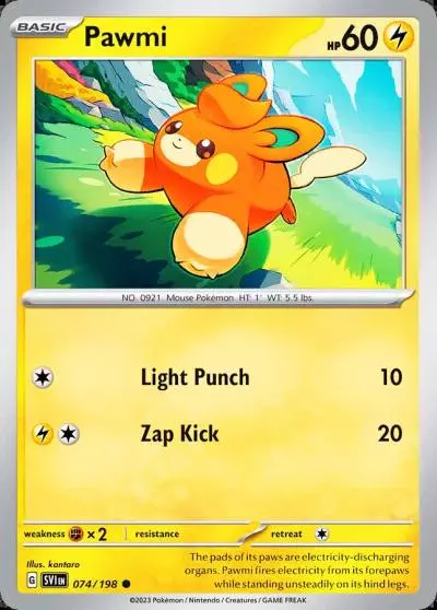 Pawmi 74/198 Scarlet & Violet Pokemon card