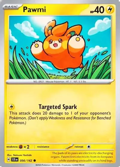 Pawmi 56/142 Stellar Crown Pokemon card