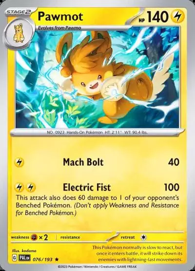 Pawmot 76/193 Paldea Evolved Pokemon card