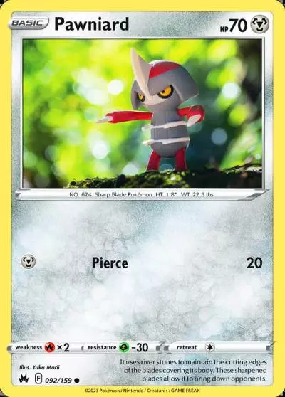 Pawniard 92/159 Crown Zenith Pokemon card