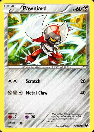 Pawniard 78/108 Dark Explorers Pokemon card