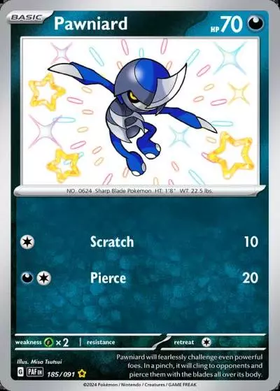 Pawniard 185/91 Paldean Fates Pokemon card