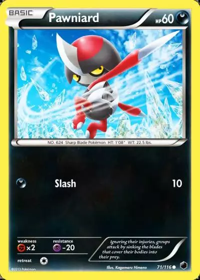 Pawniard 71/116 Plasma Freeze Pokemon card