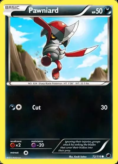 Pawniard 72/116 Plasma Freeze Pokemon card
