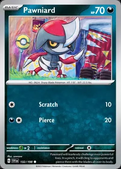 Pawniard 132/198 Scarlet & Violet Pokemon card