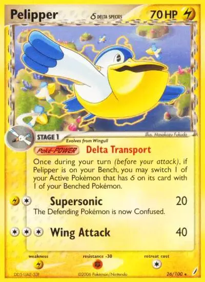 Pelipper δ 26/100 Crystal Guardians Pokemon card