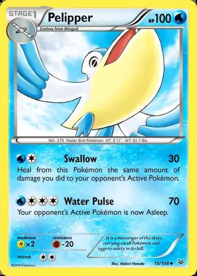 Pelipper 19/108 Roaring Skies Pokemon card
