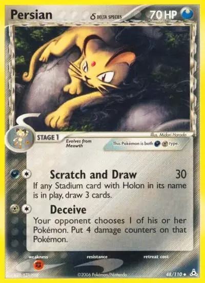 Persian δ 48/110 Holon Phantoms Pokemon card