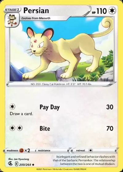 Persian 200/264 Fusion Strike Pokemon card
