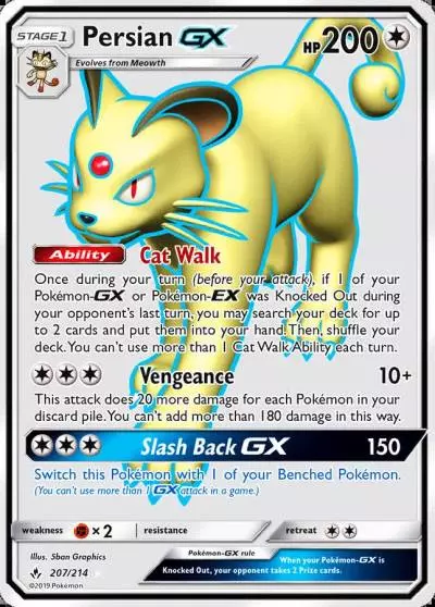 Persian-GX 207/214 Unbroken Bonds Pokemon card
