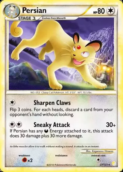 Persian 27/123 HeartGold & SoulSilver Pokemon card