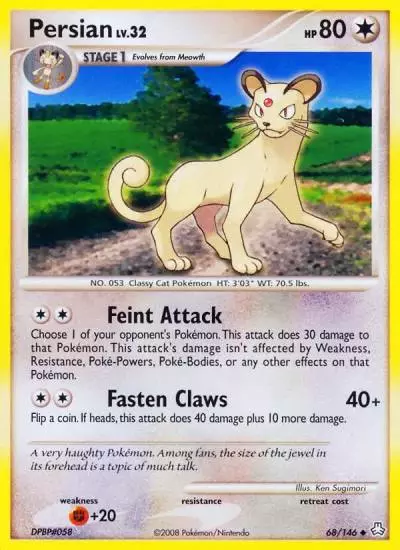 Persian 68/146 Legends Awakened Pokemon card