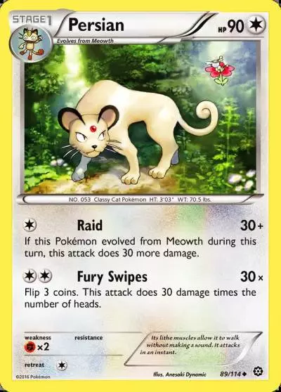 Persian 89/114 Steam Siege Pokemon card