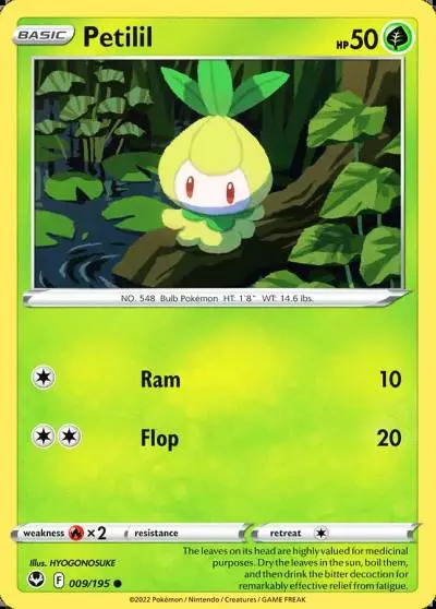 Petilil 9/195 Silver Tempest Pokemon card