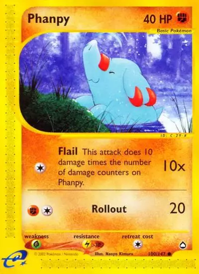 Phanpy 100/147 Aquapolis Pokemon card