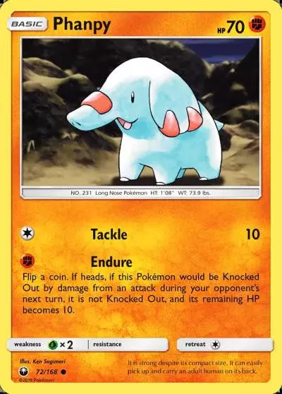 Phanpy 72/168 Celestial Storm Pokemon card