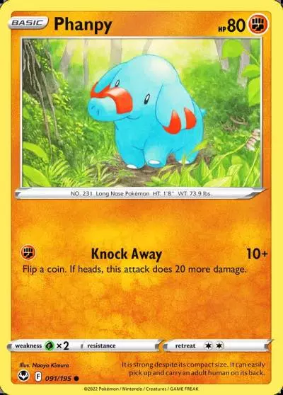 Phanpy 91/195 Silver Tempest Pokemon card