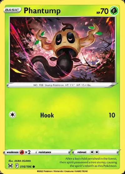 Phantump 16/196 Lost Origin Pokemon card