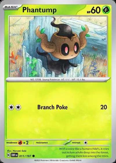 Phantump 11/197 Obsidian Flames Pokemon card