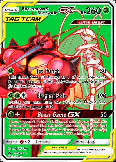 Pheromosa & Buzzwole-GX 191/214 Unbroken Bonds Pokemon card