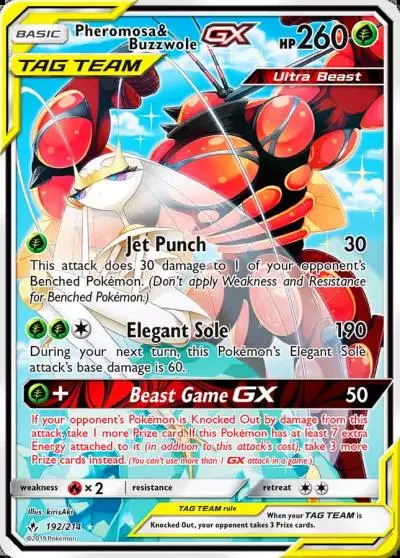 Pheromosa & Buzzwole-GX 192/214 Unbroken Bonds Pokemon card
