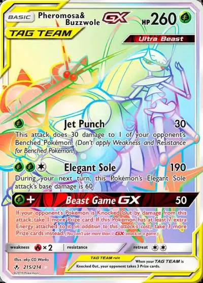 Pheromosa & Buzzwole-GX 215/214 Unbroken Bonds Pokemon card