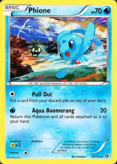 Phione 36/113 Legendary Treasures Pokemon card