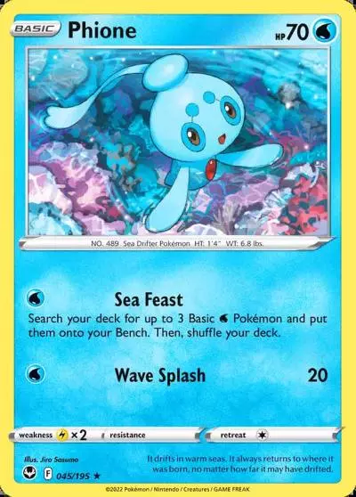 Phione 45/195 Silver Tempest Pokemon card