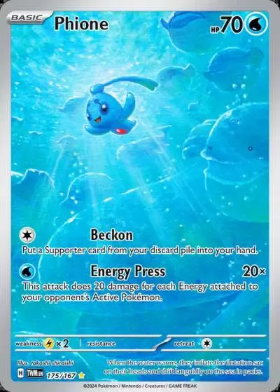 Phione 175/167 Twilight Masquerade Pokemon card