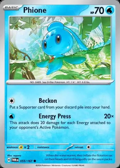 Phione 55/167 Twilight Masquerade Pokemon card
