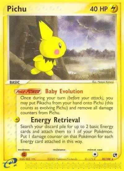 Pichu 20/100 Sandstorm Pokemon card