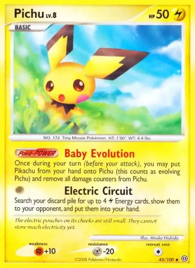 Pichu 45/100 Stormfront Pokemon card