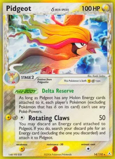 Pidgeot δ 14/110 Holon Phantoms Pokemon card