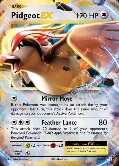 Pidgeot-EX 64/108 Evolutions Pokemon card