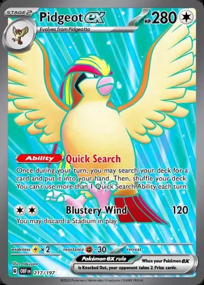 Pidgeot ex 217/197 Obsidian Flames Pokemon card