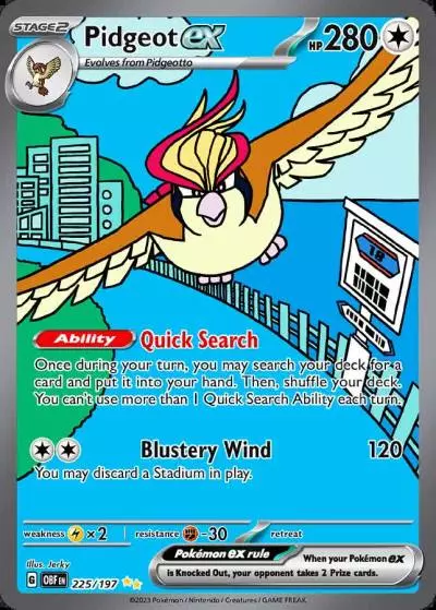 Pidgeot ex 225/197 Obsidian Flames Pokemon card