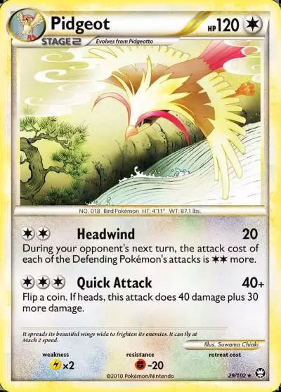 Pidgeot 29/102 HS—Triumphant Pokemon card
